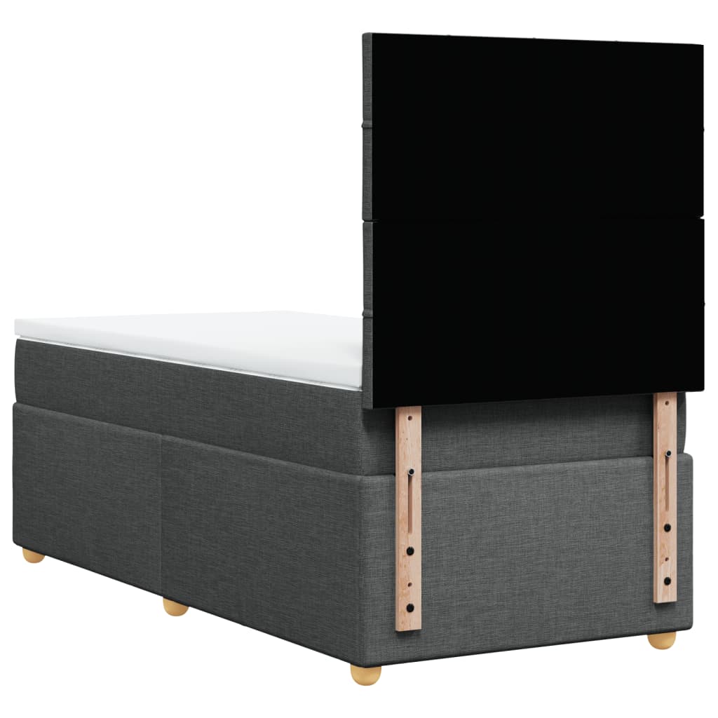 vidaXL Κρεβάτι Boxspring με Στρώμα Σκούρο Γκρι 100x200 εκ. Υφασμάτινο
