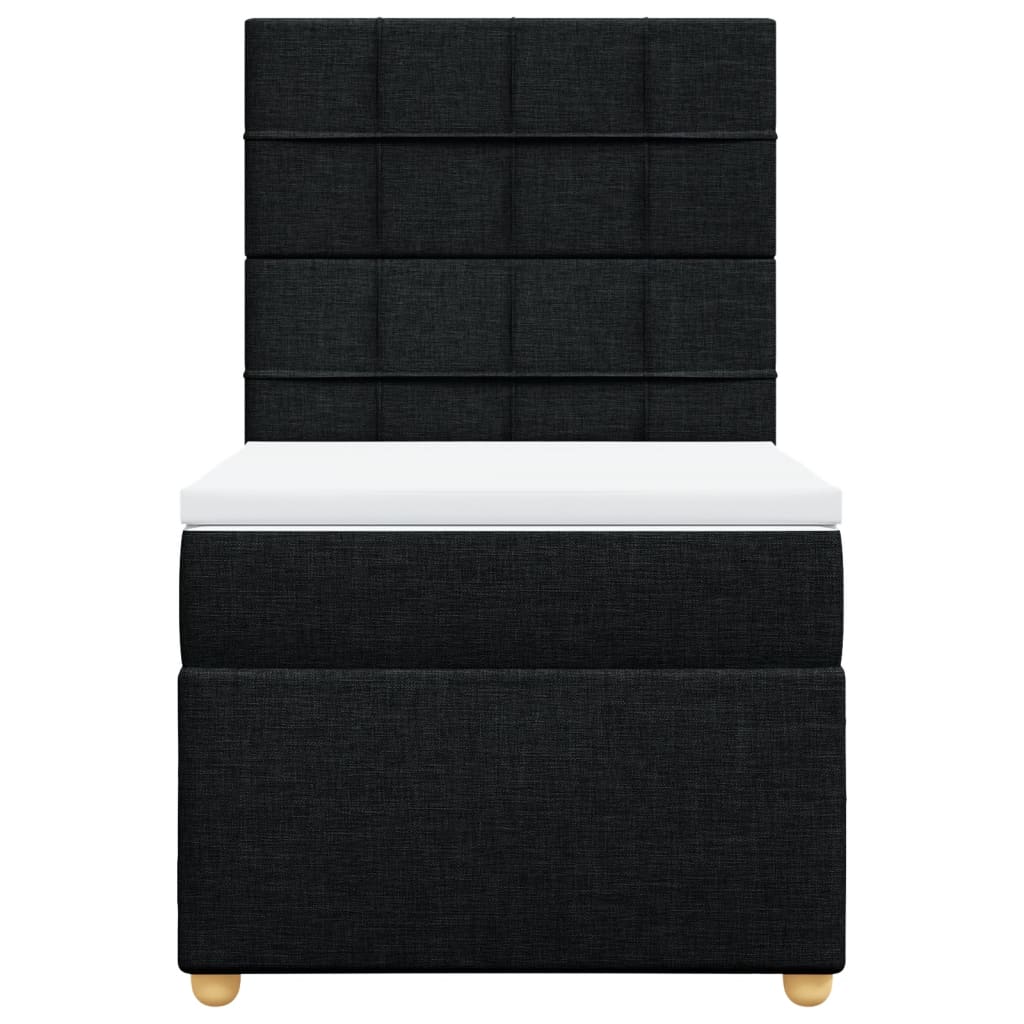 vidaXL Κρεβάτι Boxspring με Στρώμα Μαύρο 100 x 200 εκ. Υφασμάτινο
