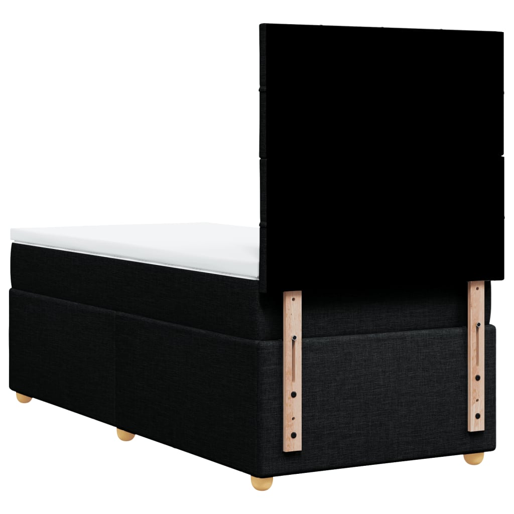vidaXL Κρεβάτι Boxspring με Στρώμα Μαύρο 100 x 200 εκ. Υφασμάτινο
