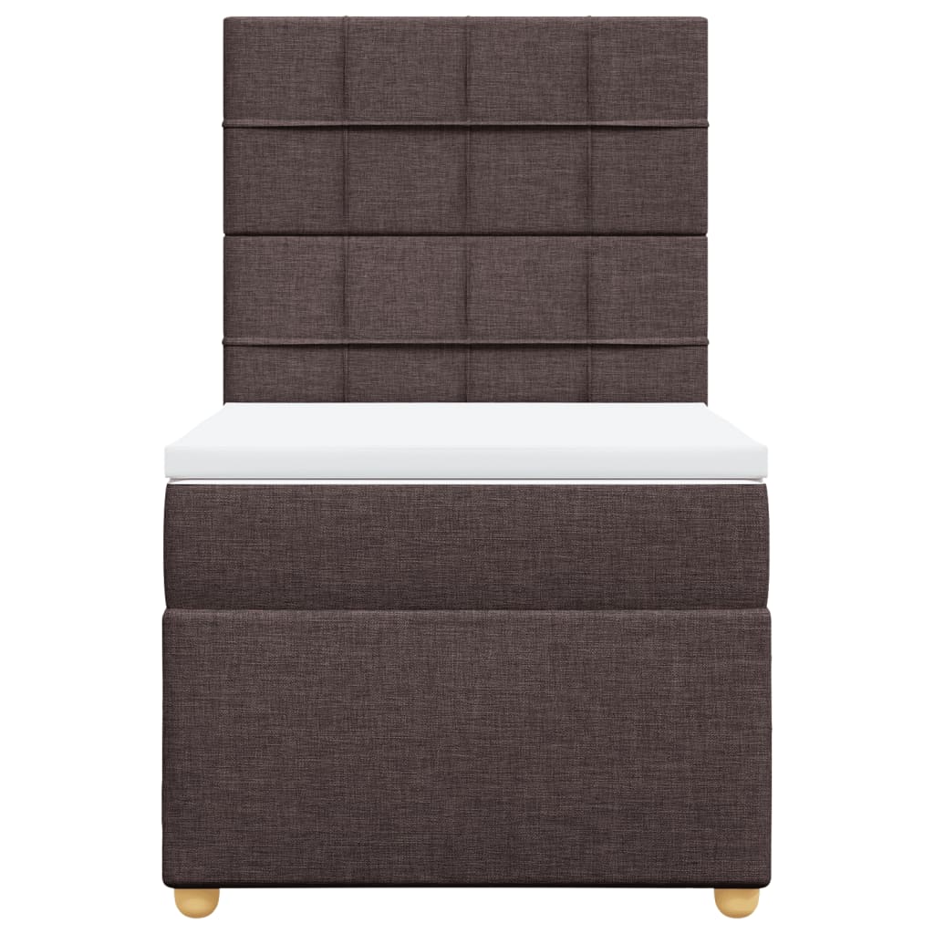 vidaXL Κρεβάτι Boxspring με Στρώμα Σκούρο Καφέ 100x200 εκ. Υφασμάτινο
