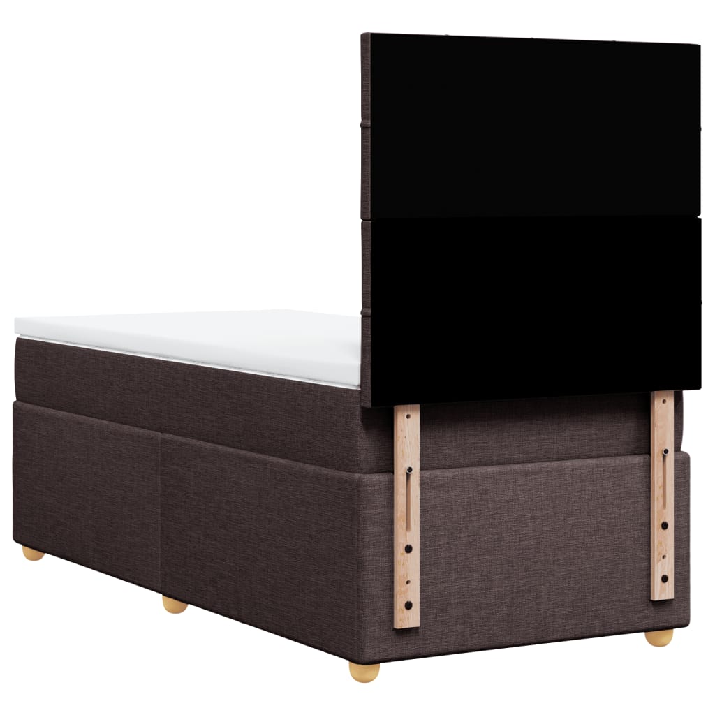 vidaXL Κρεβάτι Boxspring με Στρώμα Σκούρο Καφέ 100x200 εκ. Υφασμάτινο