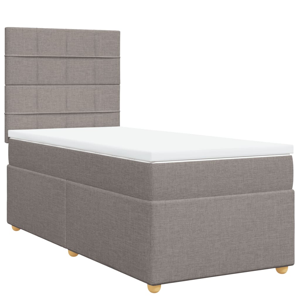 vidaXL Κρεβάτι Boxspring με Στρώμα Taupe 100 x 200 εκ. Υφασμάτινο