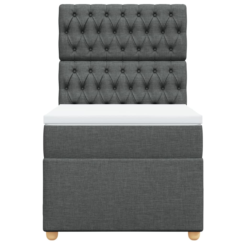 vidaXL Κρεβάτι Boxspring με Στρώμα Σκούρο Γκρι 100x200 εκ. Υφασμάτινο
