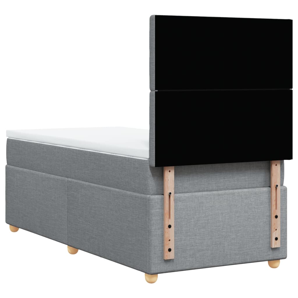 vidaXL Κρεβάτι Boxspring με Στρώμα Ανοιχτό Γκρι 100x200 εκ. Υφασμάτινο