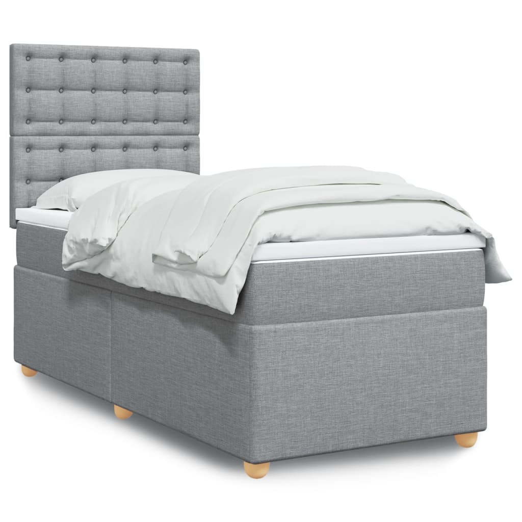 vidaXL Κρεβάτι Boxspring με Στρώμα Ανοιχτό Γκρι 100x200 εκ. Υφασμάτινο