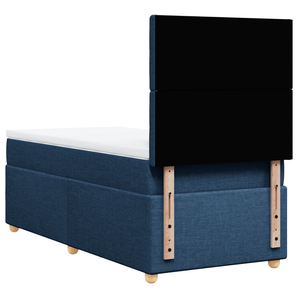 vidaXL Κρεβάτι Boxspring με Στρώμα Μπλε 100 x 200 εκ. Υφασμάτινο