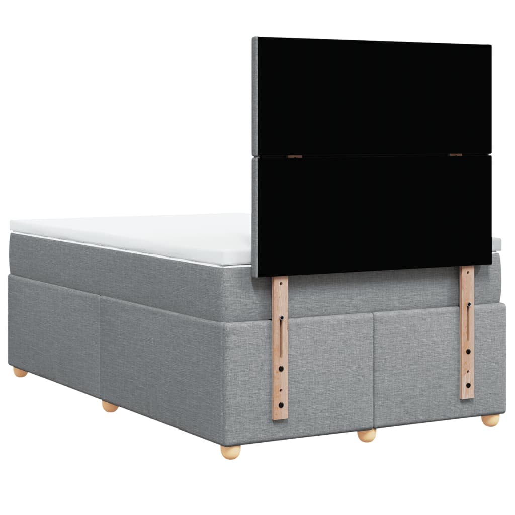 vidaXL Κρεβάτι Boxspring με Στρώμα Ανοιχτό Γκρι 120x190 εκ. Υφασμάτινο
