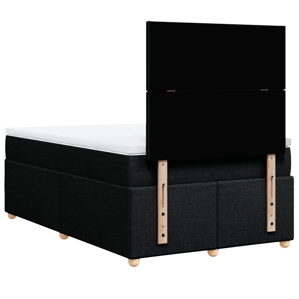 vidaXL Κρεβάτι Boxspring με Στρώμα Μαύρο 120x190 εκ. Υφασμάτινο
