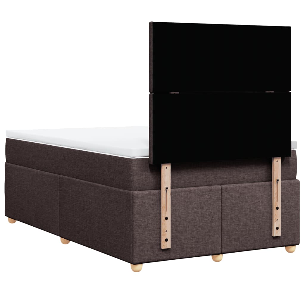 vidaXL Κρεβάτι Boxspring με Στρώμα Σκούρο Καφέ 120x190 εκ Υφασμάτινο
