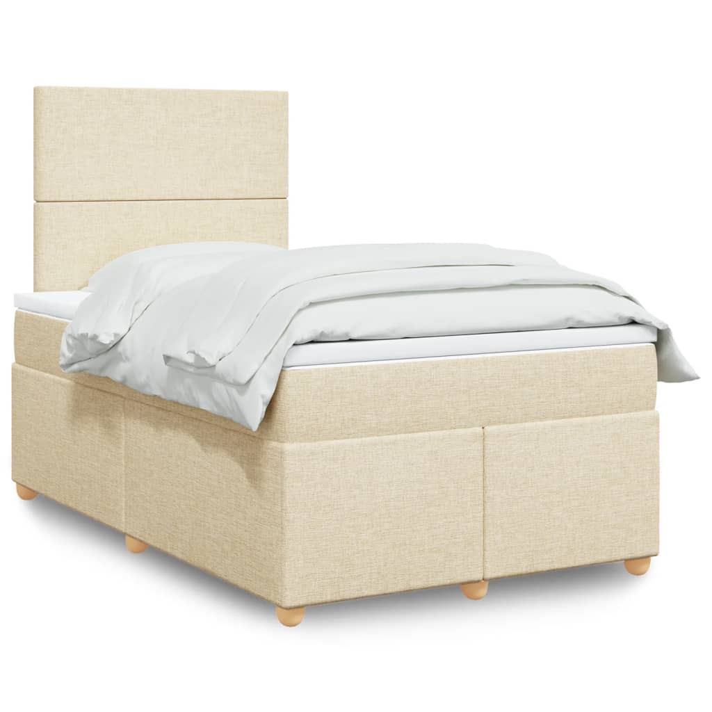 vidaXL Κρεβάτι Boxspring με Στρώμα Κρεμ 120x190 εκ. Υφασμάτινο