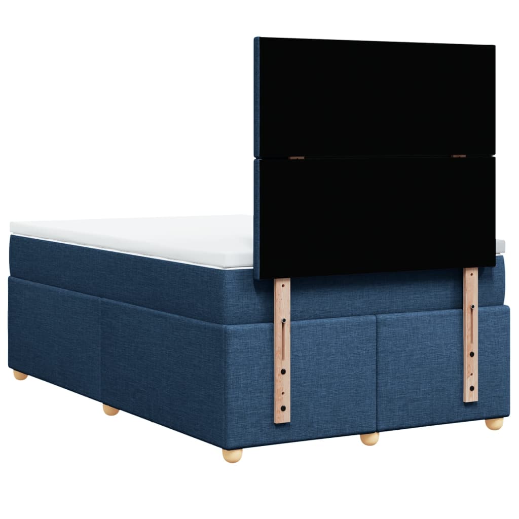vidaXL Κρεβάτι Boxspring με Στρώμα Μπλε 120x190 εκ. Υφασμάτινο