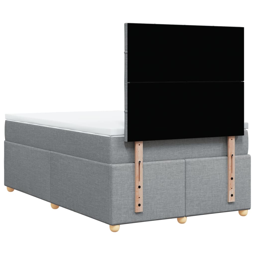 vidaXL Κρεβάτι Boxspring με Στρώμα Ανοιχτό Γκρι 120x190 εκ. Υφασμάτινο