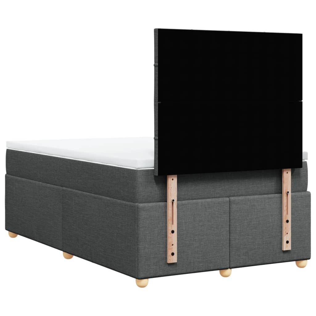 vidaXL Κρεβάτι Boxspring με Στρώμα Σκούρο Γκρι 120x190 εκ Υφασμάτινο