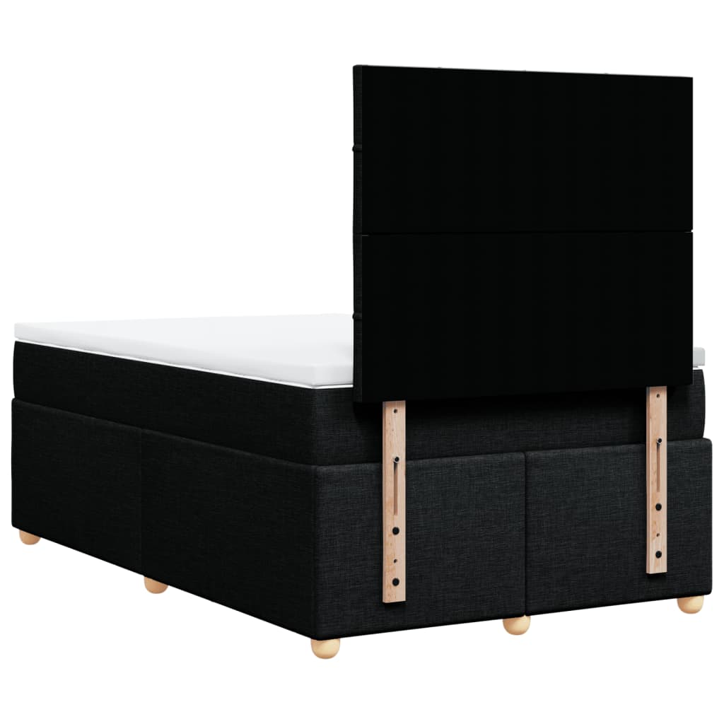 vidaXL Κρεβάτι Boxspring με Στρώμα Μαύρο 120x190 εκ. Υφασμάτινο