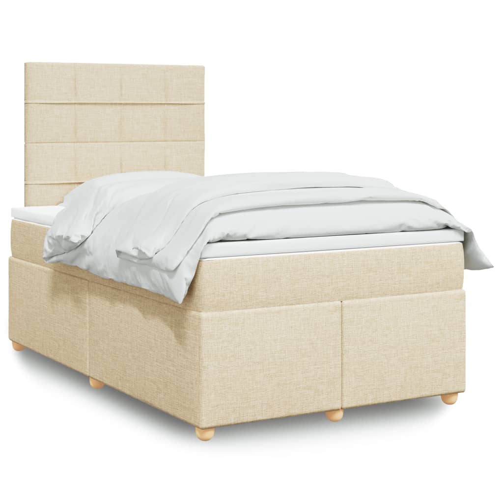 vidaXL Κρεβάτι Boxspring με Στρώμα Κρεμ 120x190 εκ. Υφασμάτινο