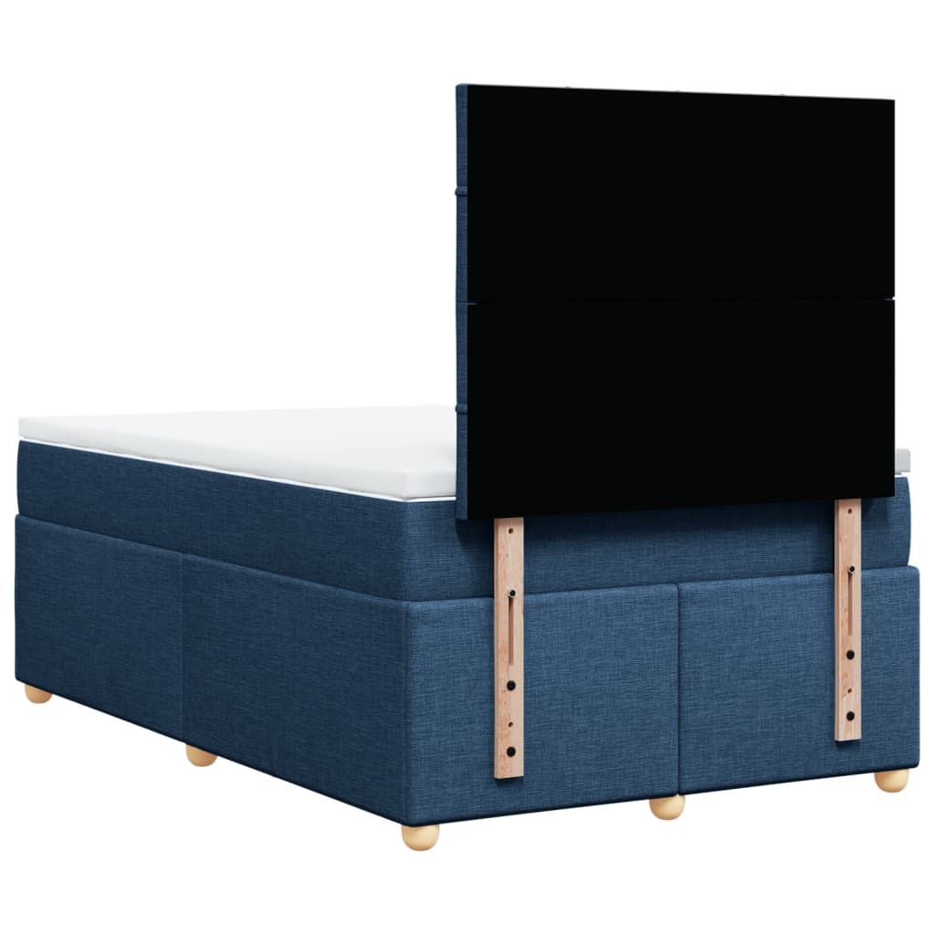vidaXL Κρεβάτι Boxspring με Στρώμα Μπλε 120x190 εκ. Υφασμάτινο