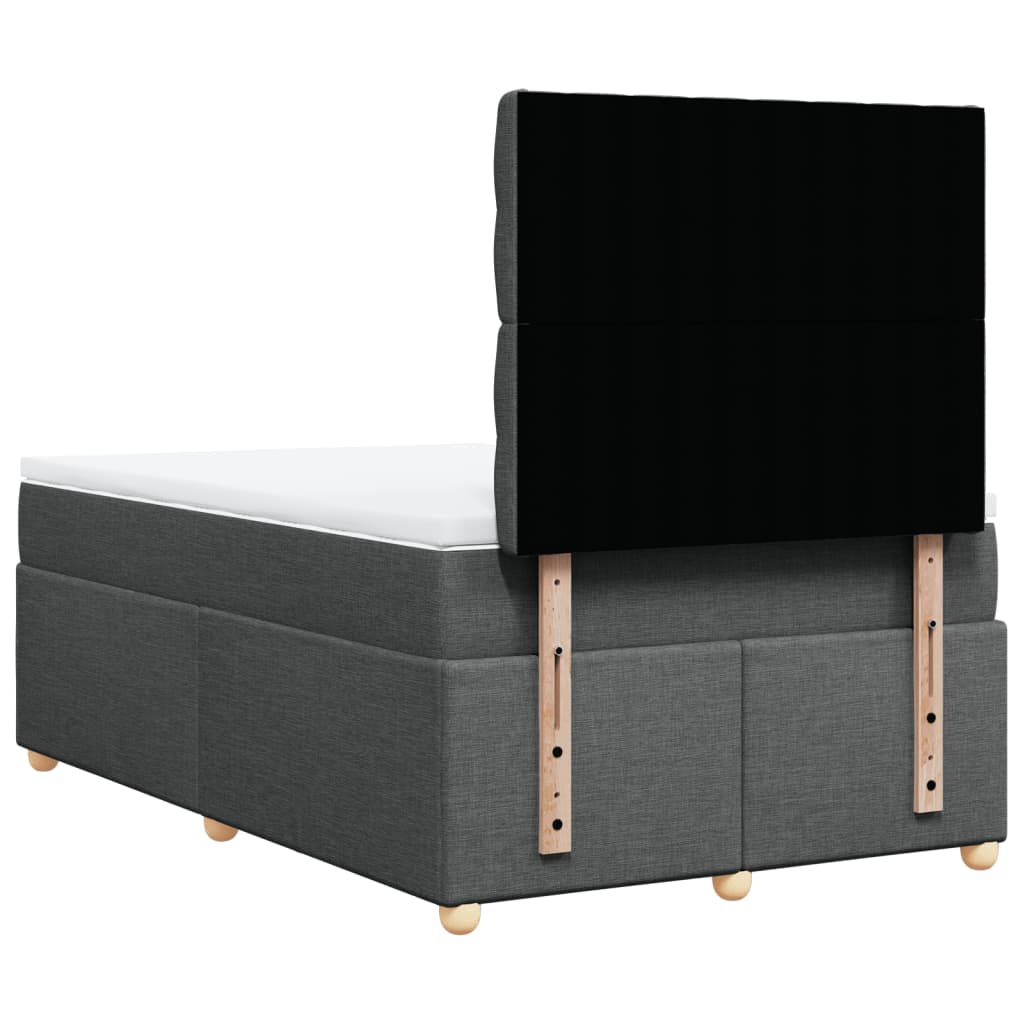 vidaXL Κρεβάτι Boxspring με Στρώμα Σκούρο Γκρι 120x190 εκ Υφασμάτινο