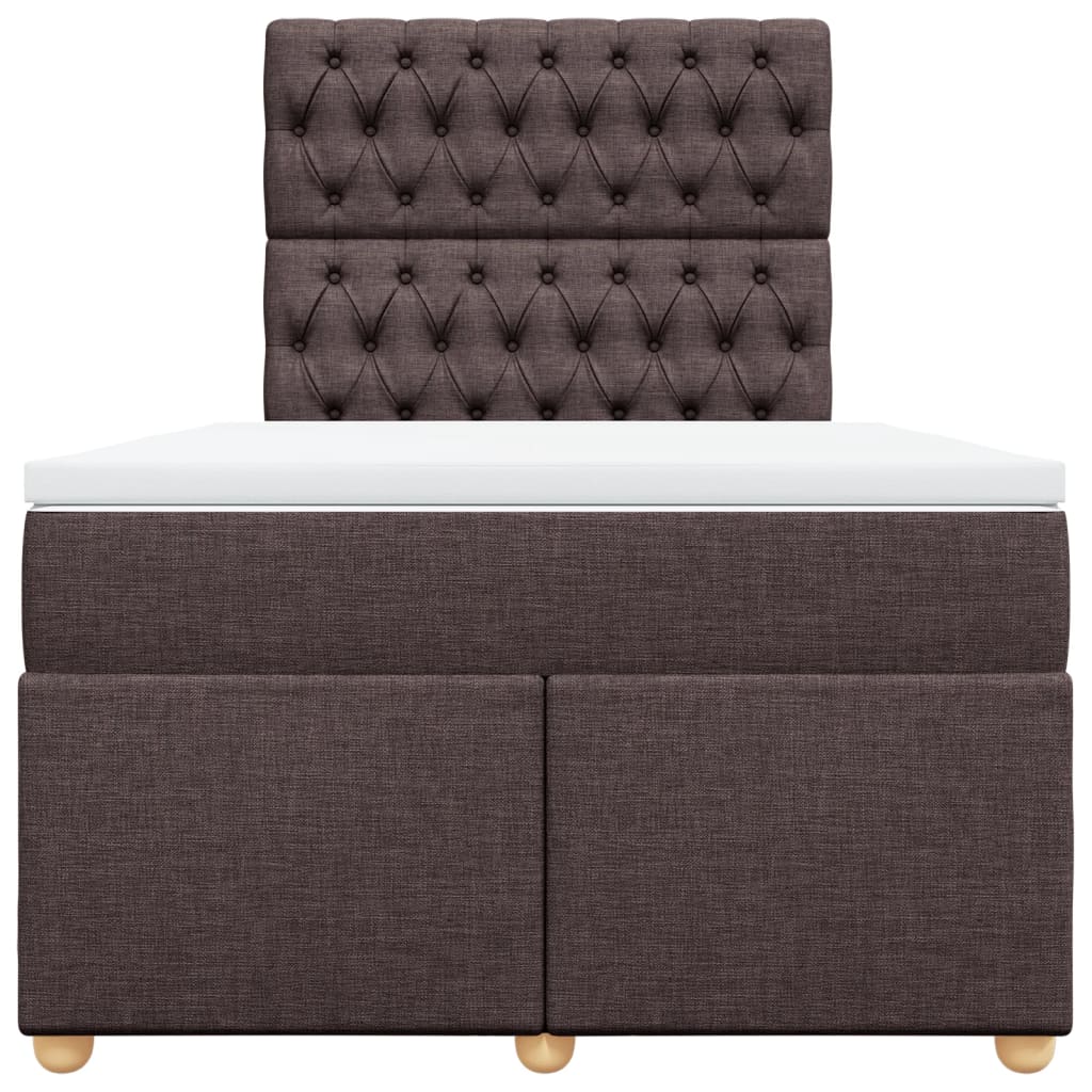 vidaXL Κρεβάτι Boxspring με Στρώμα Σκούρο Καφέ 120x190 εκ Υφασμάτινο
