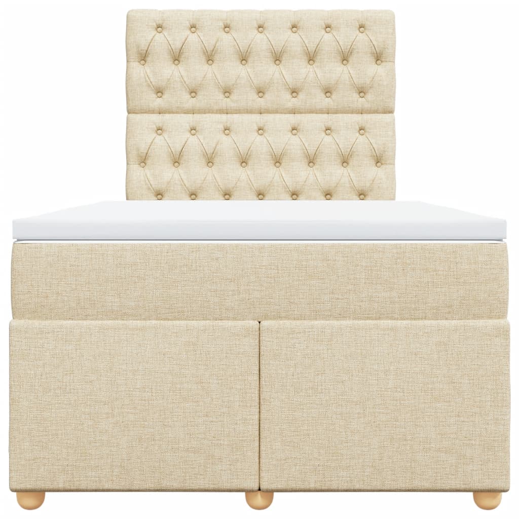 vidaXL Κρεβάτι Boxspring με Στρώμα Κρεμ 120x190 εκ. Υφασμάτινο