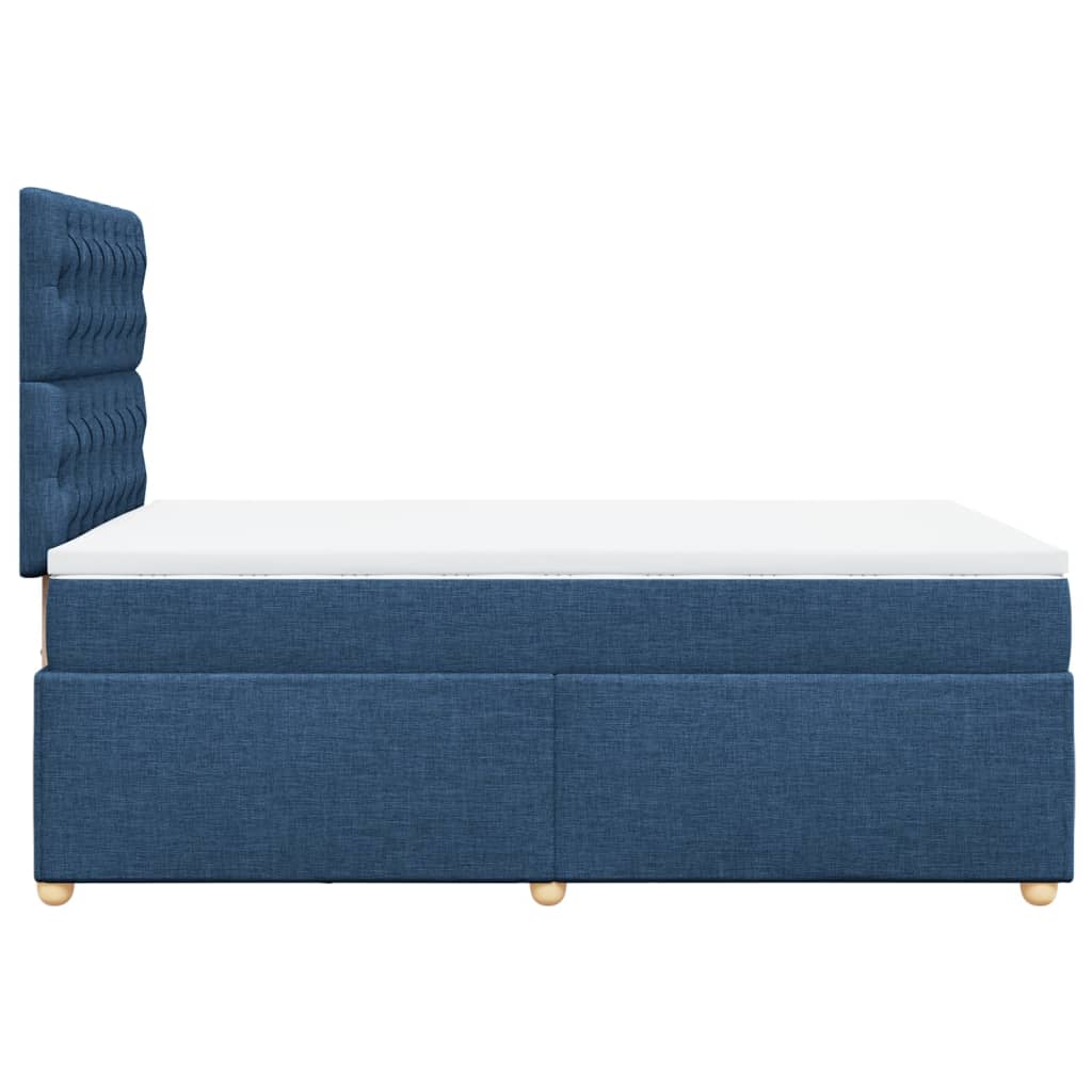 vidaXL Κρεβάτι Boxspring με Στρώμα Μπλε 120x190 εκ. Υφασμάτινο