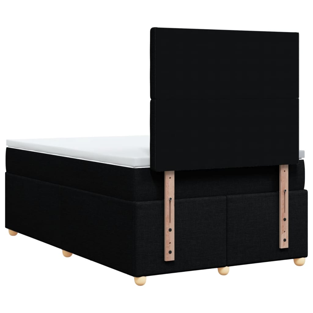 vidaXL Κρεβάτι Boxspring με Στρώμα Μαύρο 120x190 εκ. Υφασμάτινο