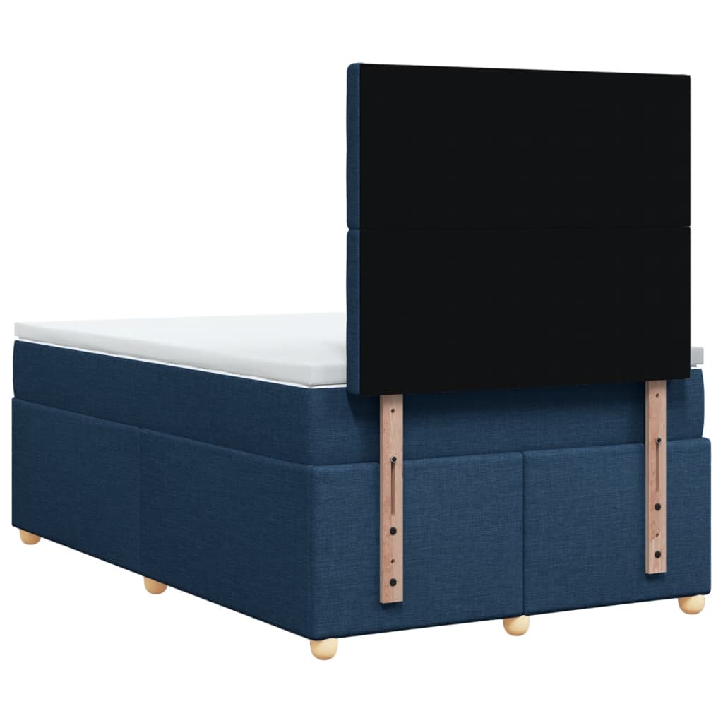 vidaXL Κρεβάτι Boxspring με Στρώμα Μπλε 120x190 εκ. Υφασμάτινο