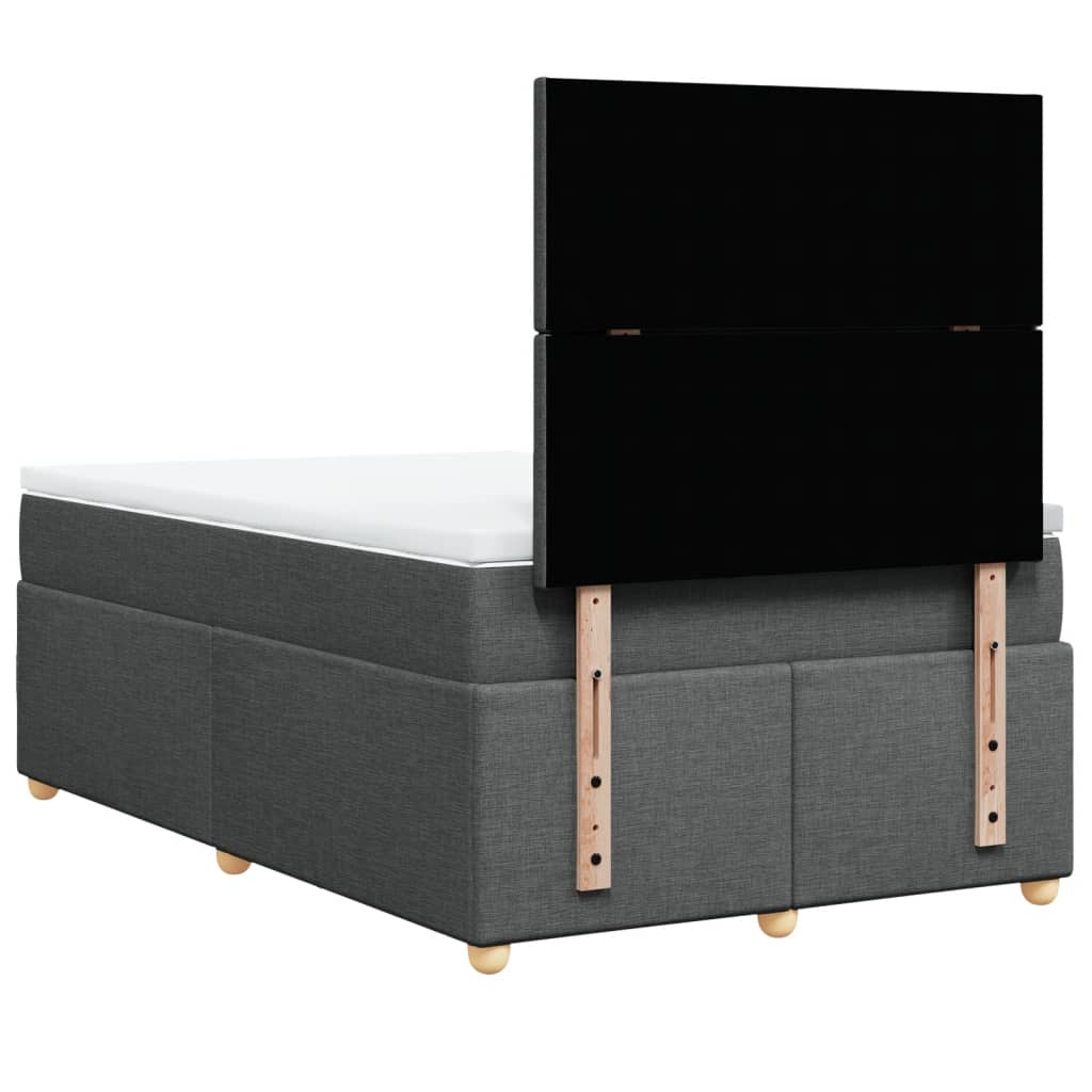 vidaXL Κρεβάτι Boxspring με Στρώμα Σκούρο Γκρι 120x200 εκ. Υφασμάτινο