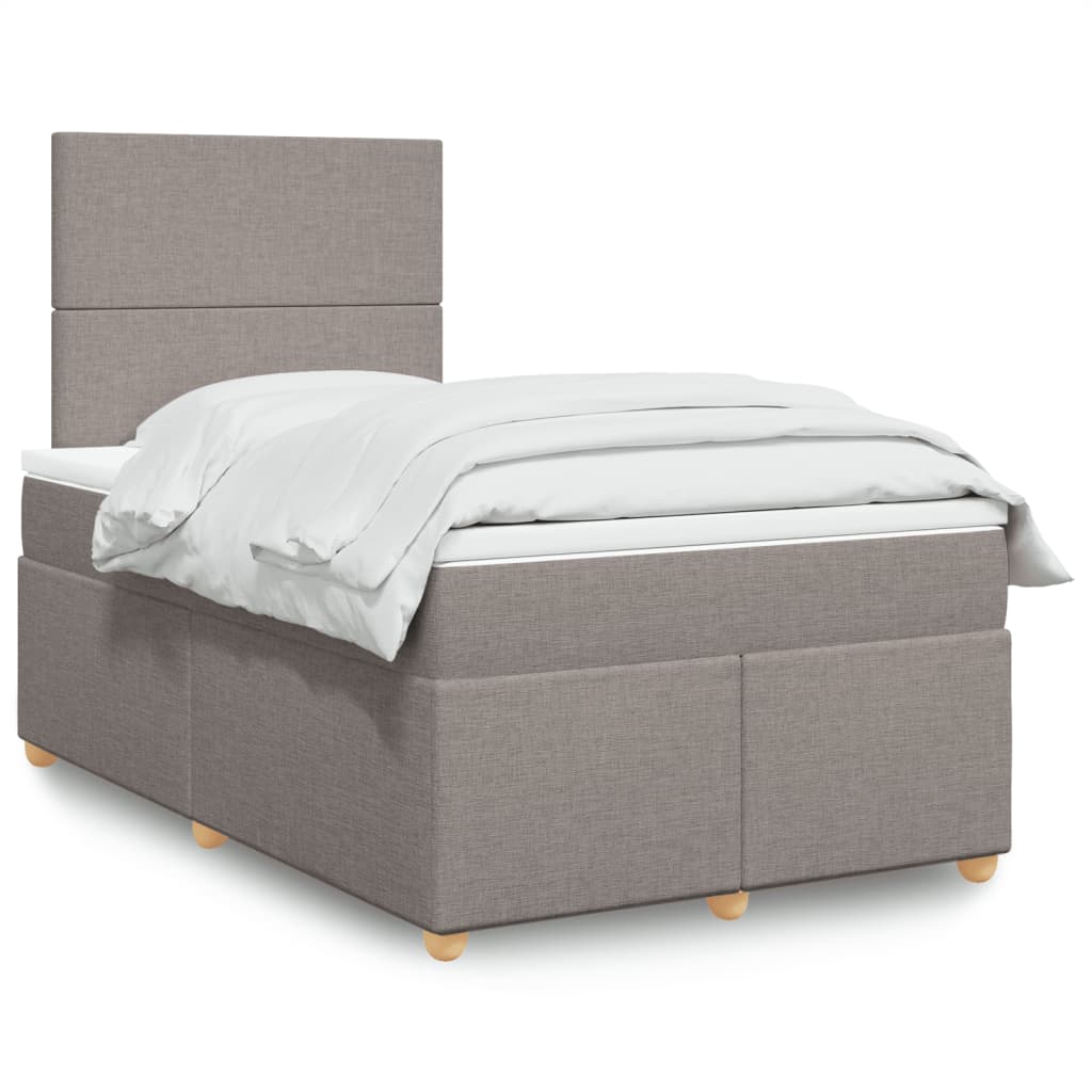 vidaXL Κρεβάτι Boxspring με Στρώμα Taupe 120x200 εκ. Υφασμάτινο
