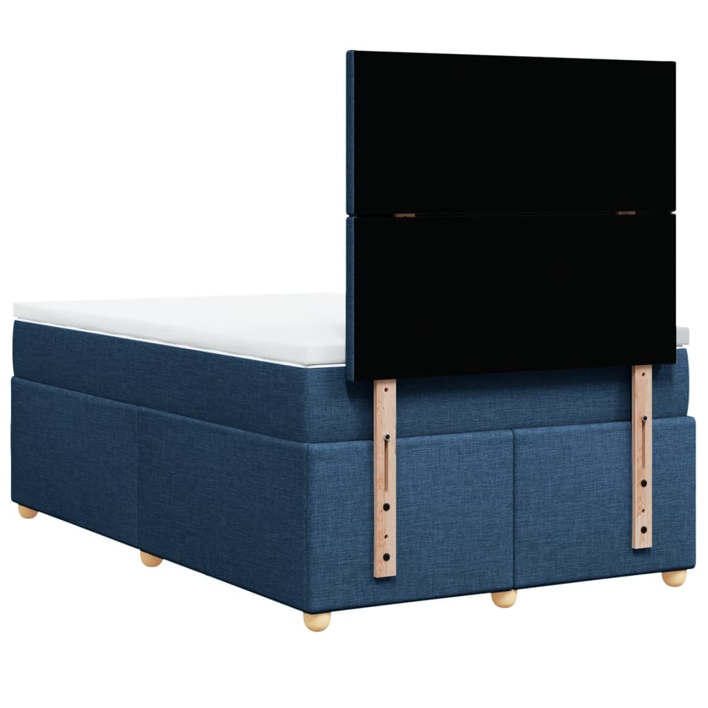 vidaXL Κρεβάτι Boxspring με Στρώμα Μπλε 120x200 εκ. Υφασμάτινο