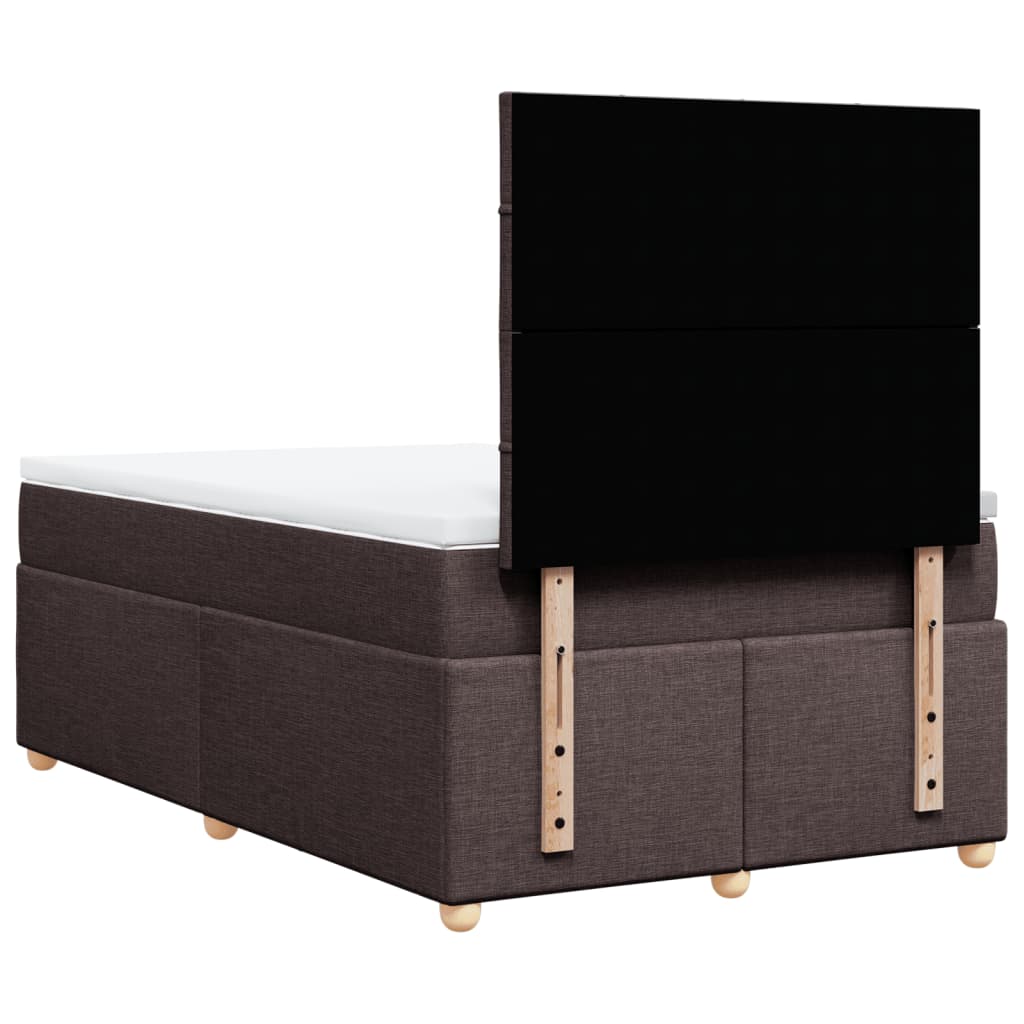 vidaXL Κρεβάτι Boxspring με Στρώμα Σκούρο Καφέ 120x200 εκ. Υφασμάτινο