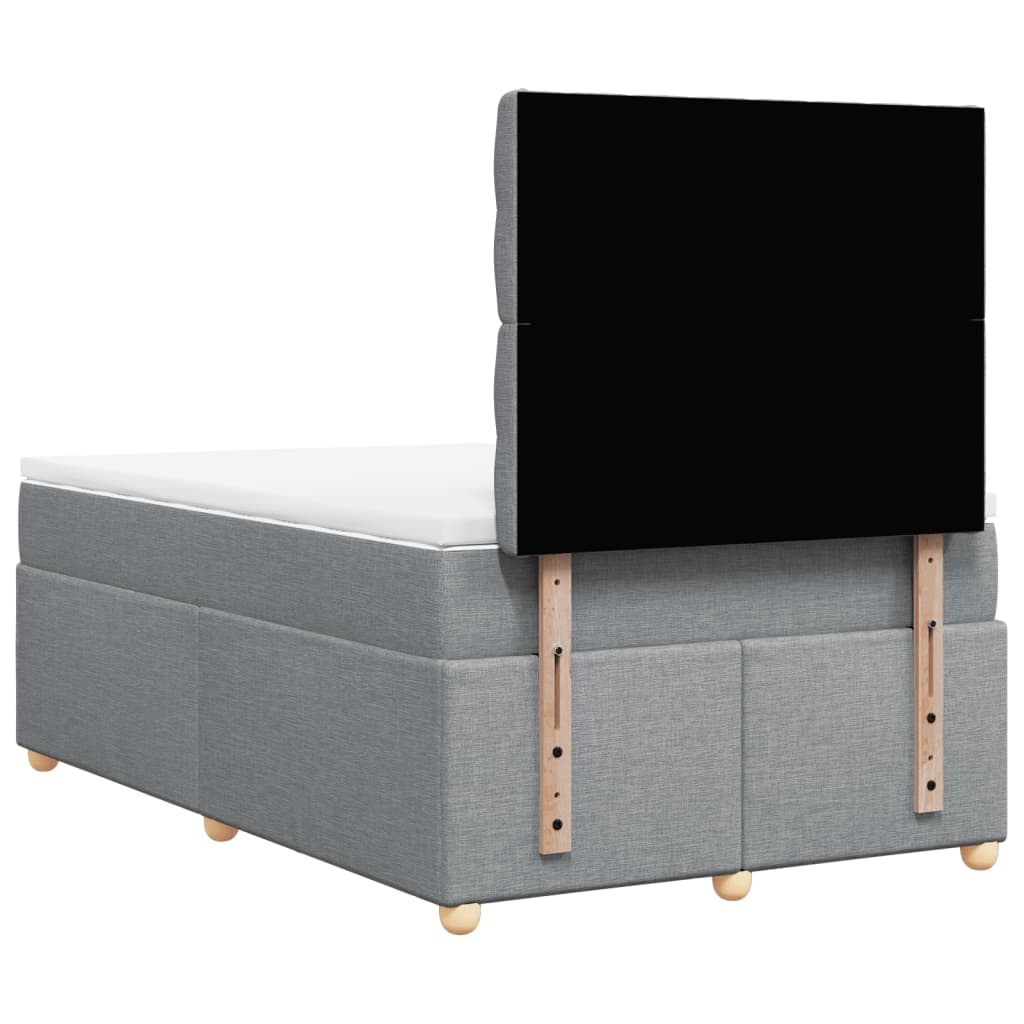 vidaXL Κρεβάτι Boxspring με Στρώμα Ανοιχτό Γκρι 120x200 εκ. Υφασμάτινο