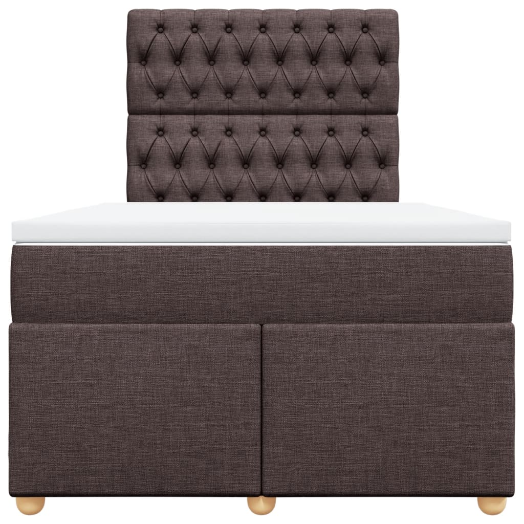 vidaXL Κρεβάτι Boxspring με Στρώμα Σκούρο Καφέ 120x200 εκ. Υφασμάτινο