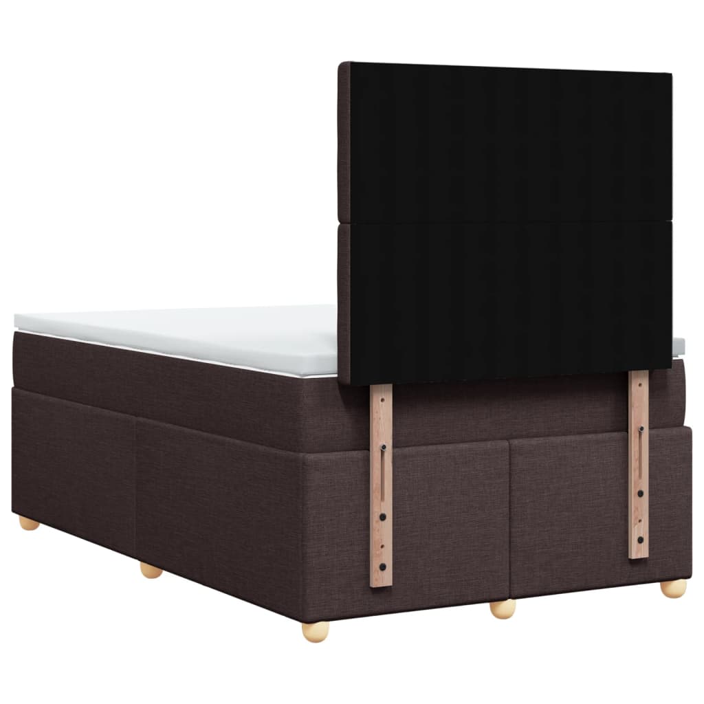 vidaXL Κρεβάτι Boxspring με Στρώμα Σκούρο Καφέ 120x200 εκ. Υφασμάτινο
