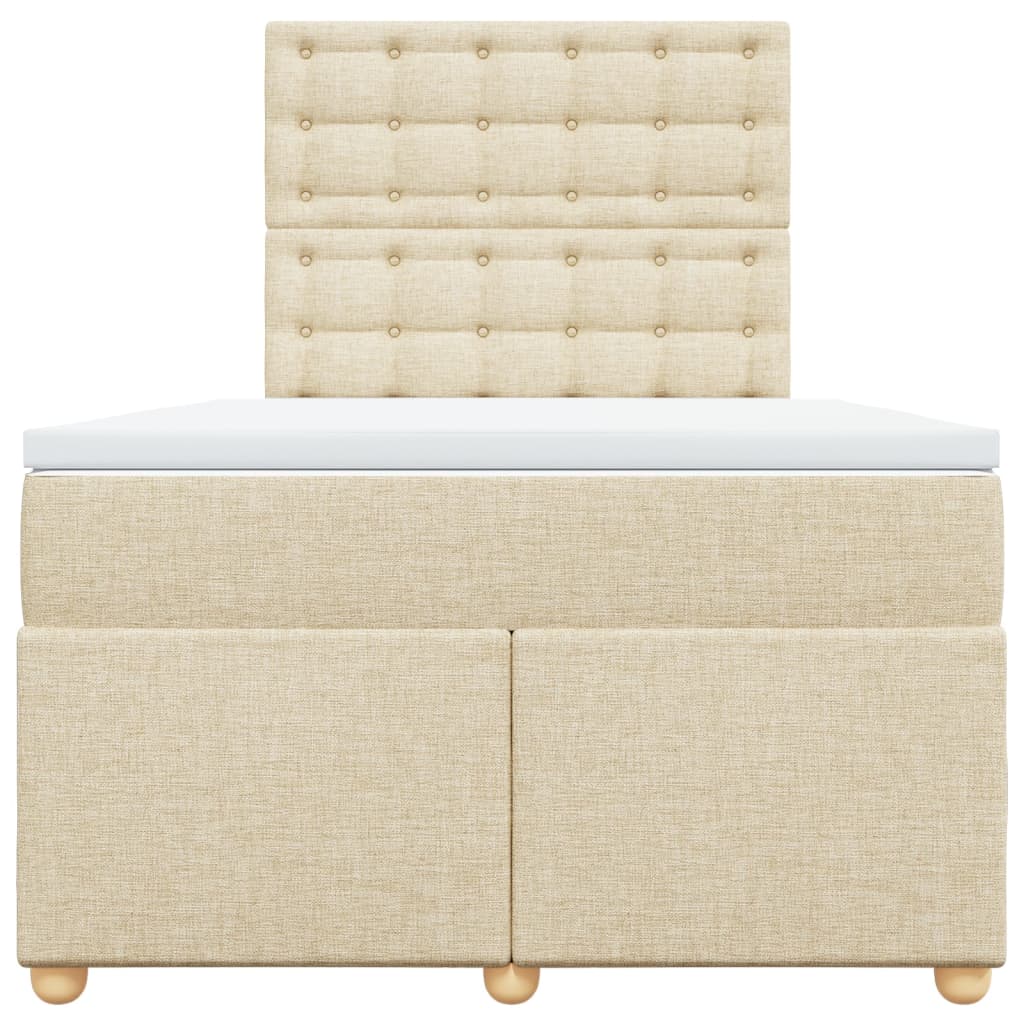 vidaXL Κρεβάτι Boxspring με Στρώμα Κρεμ 120x200 εκ. Υφασμάτινο