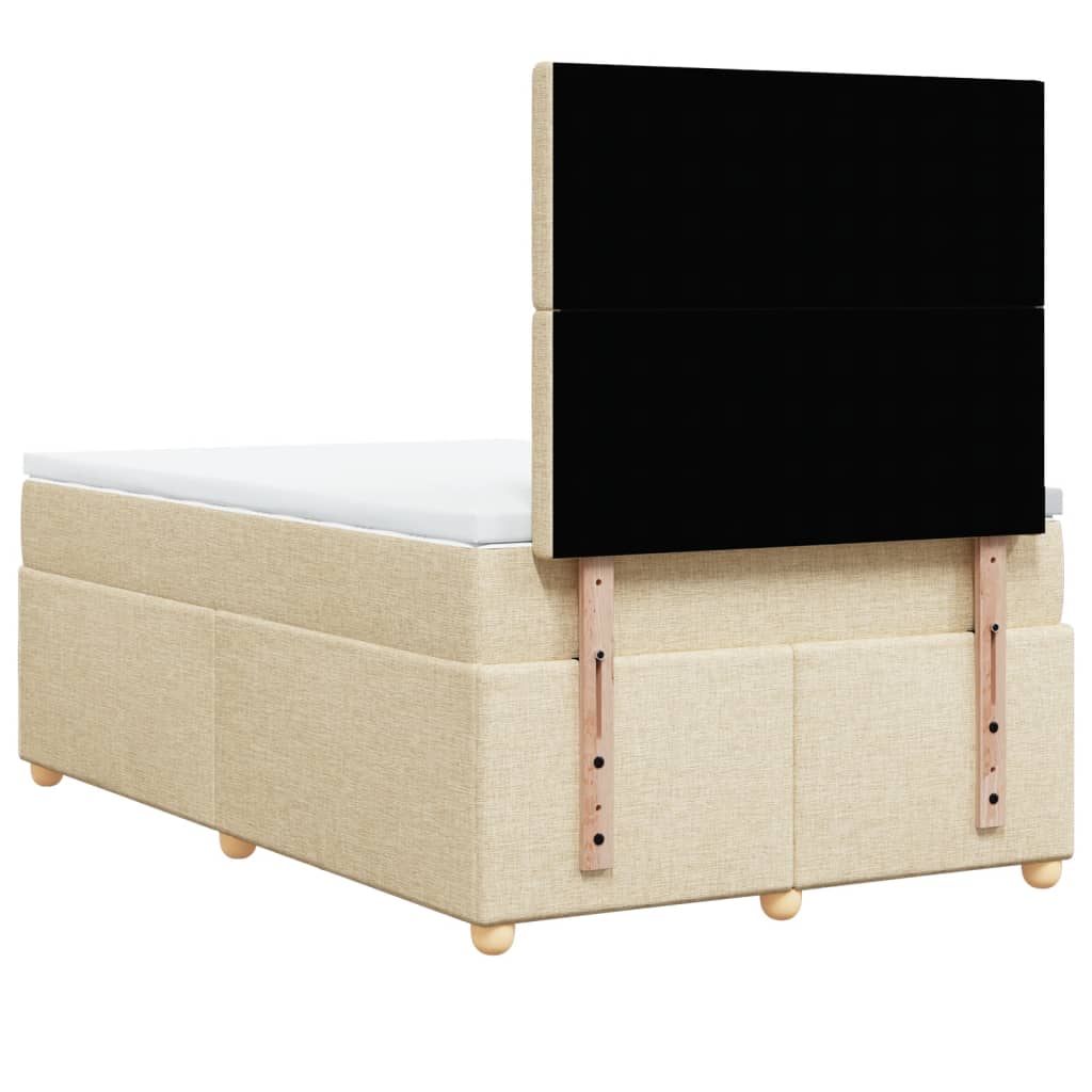 vidaXL Κρεβάτι Boxspring με Στρώμα Κρεμ 120x200 εκ. Υφασμάτινο