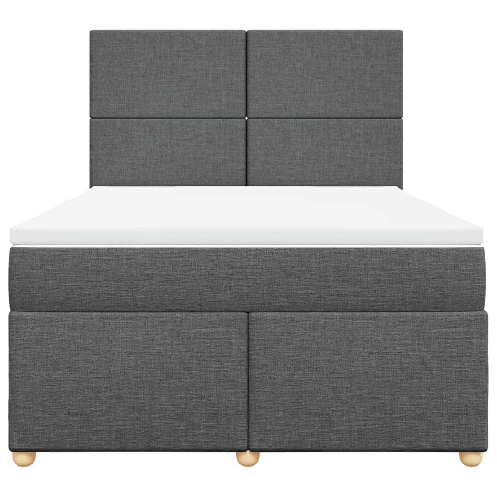 vidaXL Κρεβάτι Boxspring με Στρώμα Σκούρο Γκρι 140x190 εκ. Υφασμάτινο