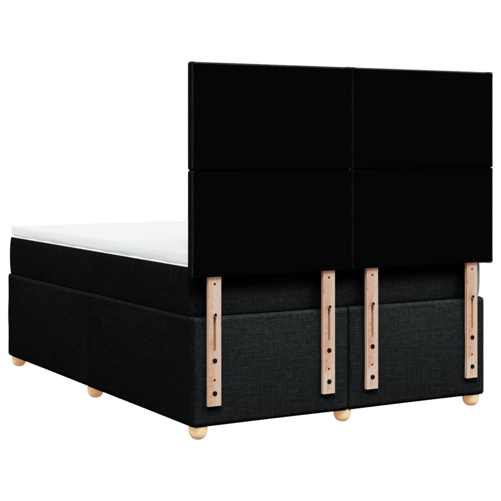 vidaXL Κρεβάτι Boxspring με Στρώμα Μαύρο 140x190 εκ. Υφασμάτινο