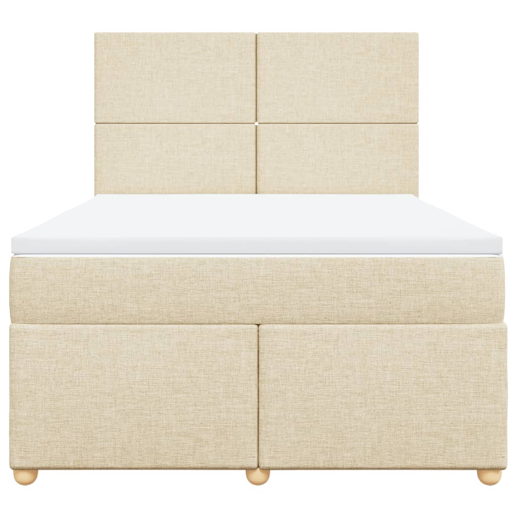 vidaXL Κρεβάτι Boxspring με Στρώμα Κρεμ 140x190 εκ. Υφασμάτινο