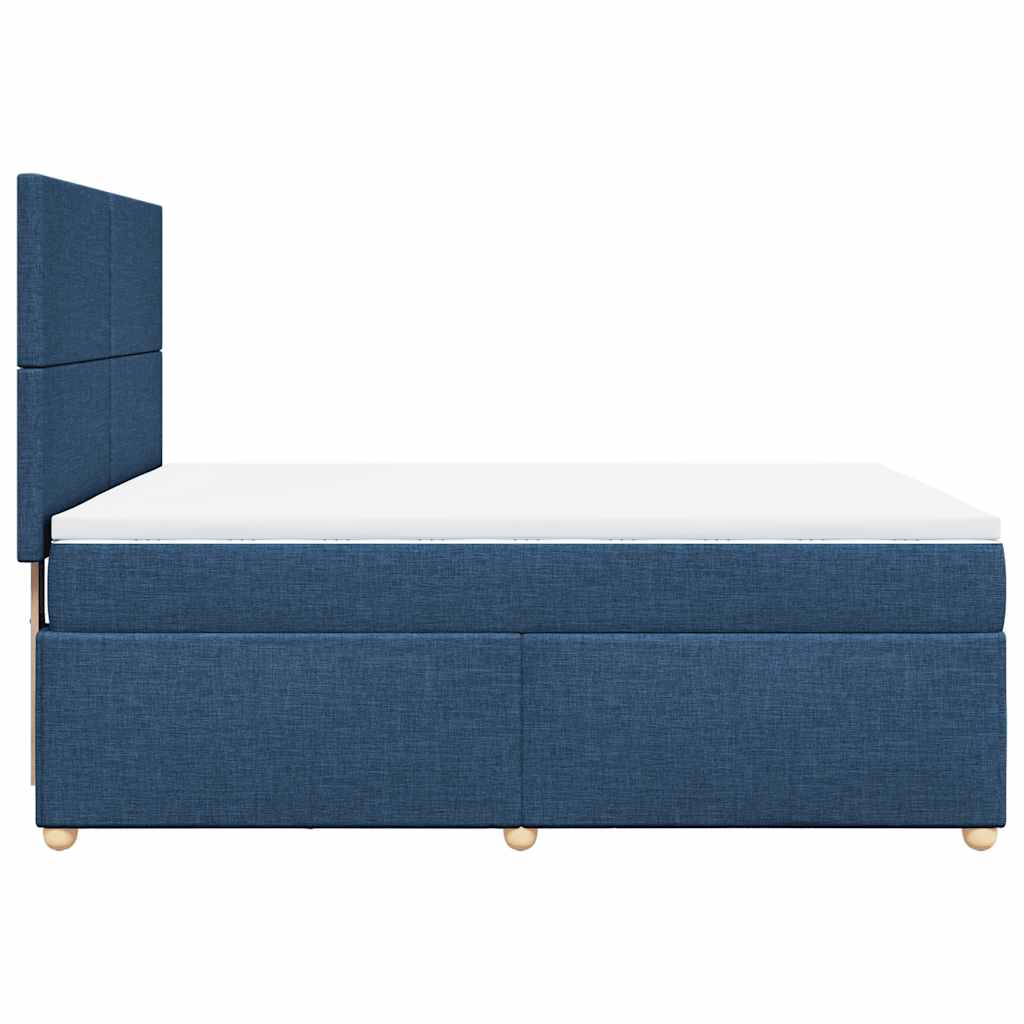 vidaXL Κρεβάτι Boxspring με Στρώμα Μπλε 140x190 εκ. Υφασμάτινο