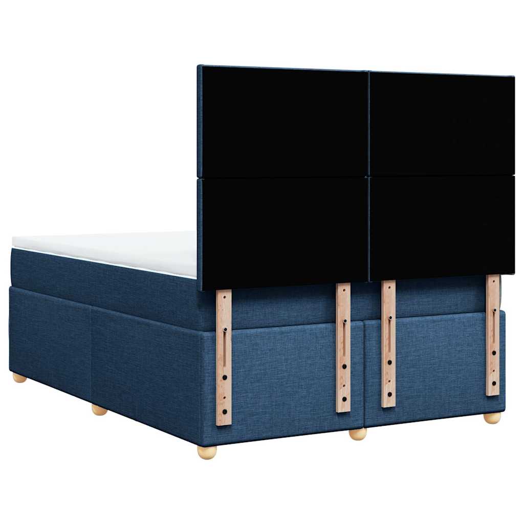 vidaXL Κρεβάτι Boxspring με Στρώμα Μπλε 140x190 εκ. Υφασμάτινο