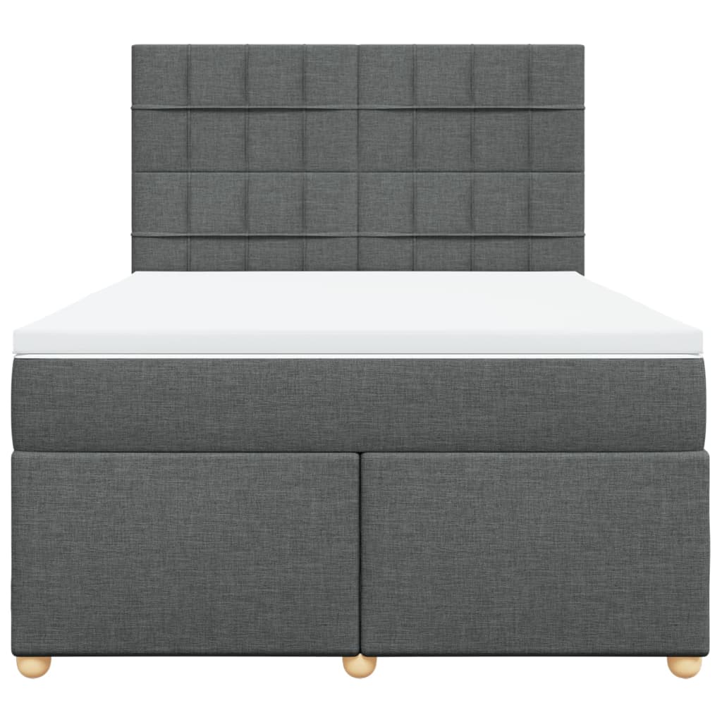 vidaXL Κρεβάτι Boxspring με Στρώμα Σκούρο Γκρι 140x190 εκ. Υφασμάτινο