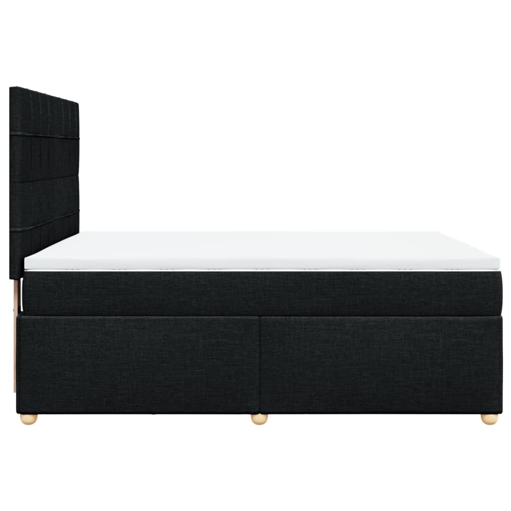 vidaXL Κρεβάτι Boxspring με Στρώμα Μαύρο 140x190 εκ. Υφασμάτινο