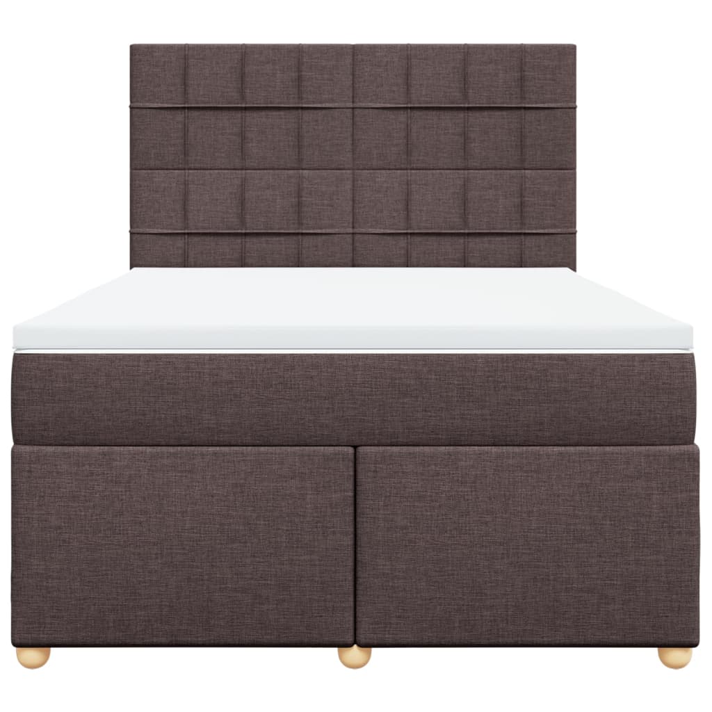 vidaXL Κρεβάτι Boxspring με Στρώμα Σκούρο Καφέ 140x190 εκ. Υφασμάτινο