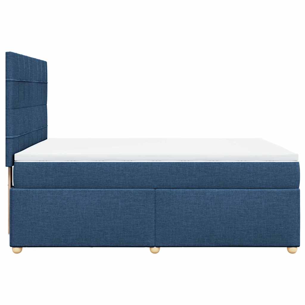 vidaXL Κρεβάτι Boxspring με Στρώμα Μπλε 140x190 εκ. Υφασμάτινο