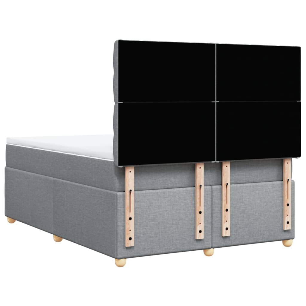 vidaXL Κρεβάτι Boxspring με Στρώμα Ανοιχτό Γκρι 140x190 εκ. Υφασμάτινο