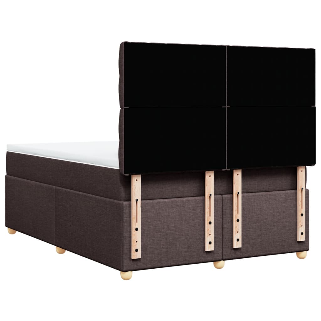 vidaXL Κρεβάτι Boxspring με Στρώμα Σκούρο Καφέ 140x190 εκ. Υφασμάτινο