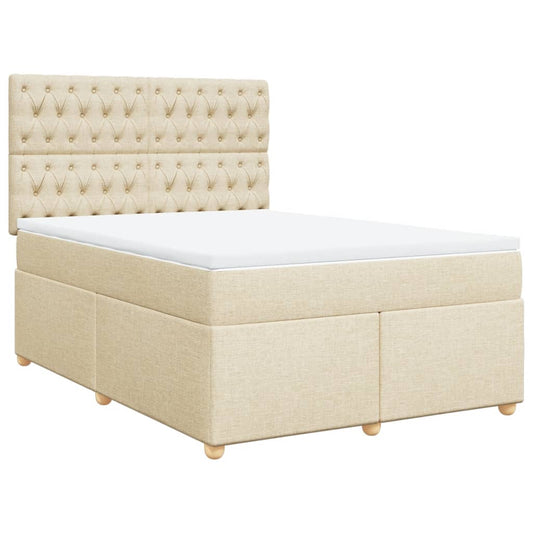vidaXL Κρεβάτι Boxspring με Στρώμα Κρεμ 140x190 εκ. Υφασμάτινο