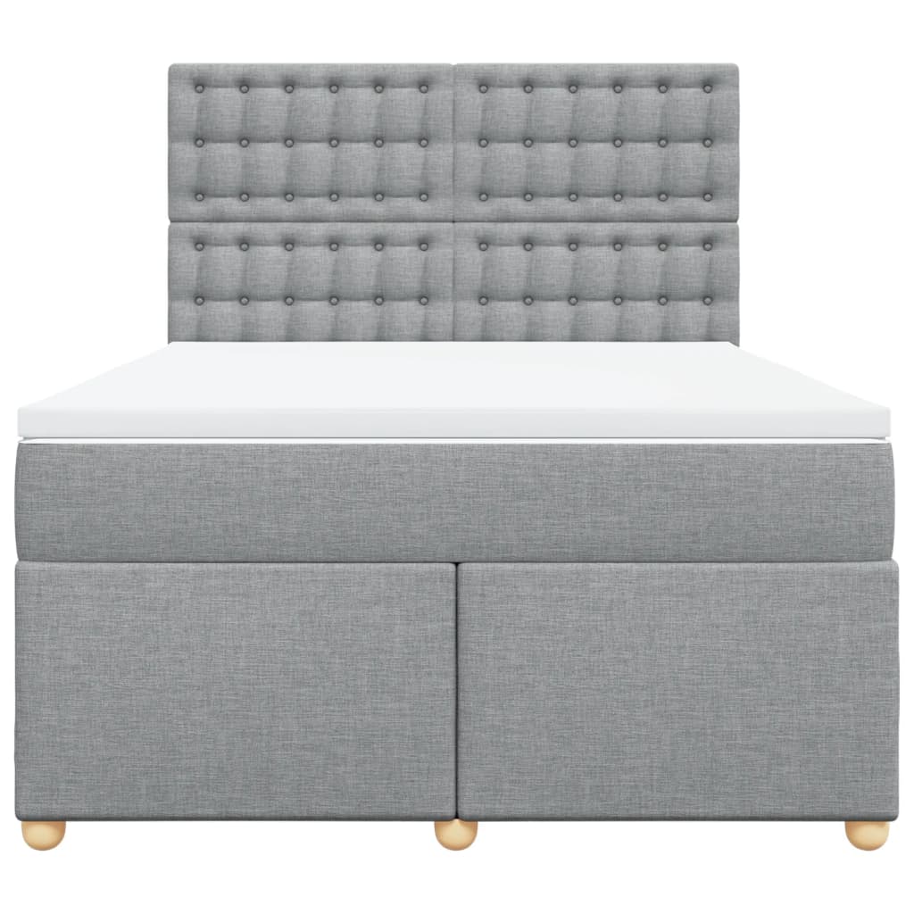 vidaXL Κρεβάτι Boxspring με Στρώμα Ανοιχτό Γκρι 140x190 εκ. Υφασμάτινο