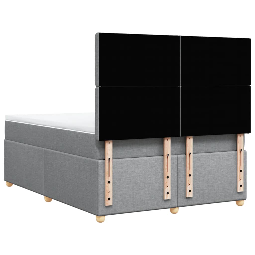 vidaXL Κρεβάτι Boxspring με Στρώμα Ανοιχτό Γκρι 140x190 εκ. Υφασμάτινο