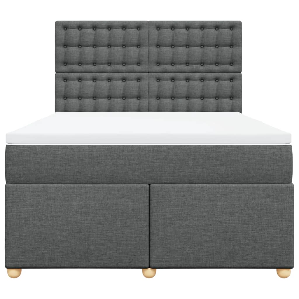 vidaXL Κρεβάτι Boxspring με Στρώμα Σκούρο Γκρι 140x190 εκ. Υφασμάτινο
